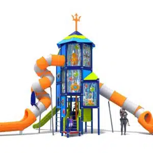 duży morski zestaw wieża ze ślizgawkami na plac zabaw
