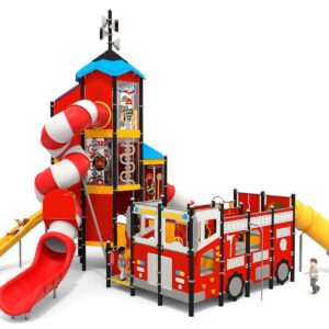 duży strażacki zestaw wieża ze ślizgawkami na plac zabaw