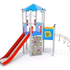 wieża ze ślizgiem i rurą strażacką na plac zabaw