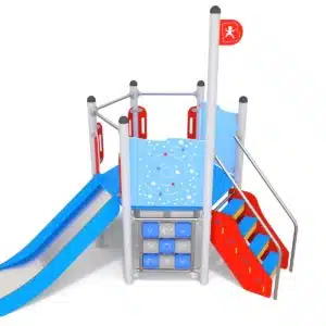 wieżyczka ze ślizgawką i schodkami na plac zabaw