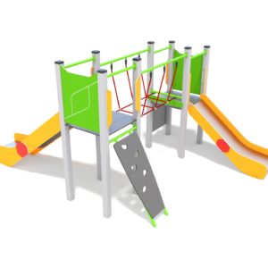 zestaw dwuwieżowy ze ślizgawkami na plac zabaw