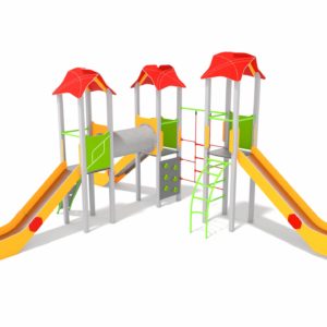 zestaw trzywieżowy ze ślizgawkami na plac zabaw